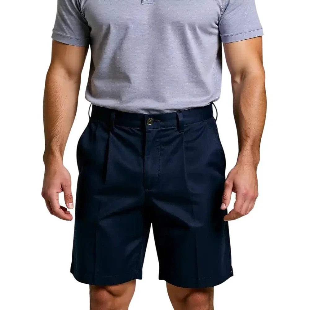 Roundtree & Yorke Travel Smart Mens‎ Pleated Shorts Expander Waistband 30 NWT